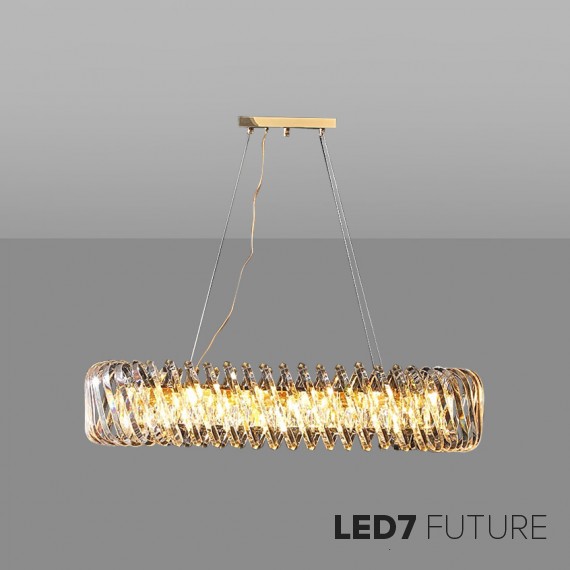 Loft Industry Modern - Spiral Glass Oval Chandelier